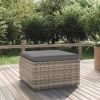 Patio Footrest with Cushion Gray 21.7"x21.7"x11.8" Poly Rattan