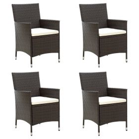 Patio Chairs with Cushions 4 pcs Poly Rattan Brown