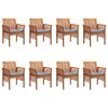 Patio Dining Chairs with Cushions 8 pcs Solid Wood Acacia