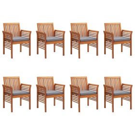 Patio Dining Chairs with Cushions 8 pcs Solid Wood Acacia