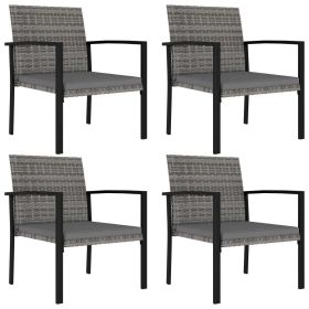 Patio Dining Chairs 4 pcs Poly Rattan Gray