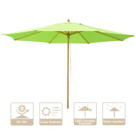 13 Ft Wooden Umbrella Green