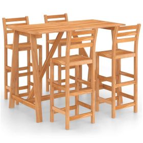 5 Piece Patio Bar Set Solid Acacia Wood