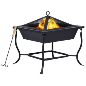 Fire Pit Black 17.7"x17.7"x17.7" Steel