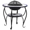 Mosaic Fire Pit Table Blue and White 26.8" Ceramic