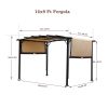 12 x 9 Ft Outdoor Pergola Patio Gazebo; Retractable Shade Canopy; Steel Frame Grape Gazebo; Sunshelter Pergola for Gardens; Terraces; Backyard