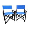 Folding Chair Wooden Director Chair Canvas Folding Chair Folding Chair 2pcs/set populus + Canvas (Color : Blue)