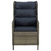 Reclining Patio Chair with Cushions Poly Rattan Brown