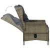 Reclining Patio Chair with Cushions Poly Rattan Brown