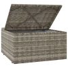 Patio Footrest with Cushion Gray 21.7"x21.7"x11.8" Poly Rattan