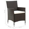 Patio Chairs with Cushions 4 pcs Poly Rattan Brown