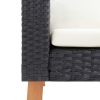 3-Seater Patio Sofa with Cushions Poly Rattan Black