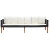 3-Seater Patio Sofa with Cushions Poly Rattan Black