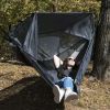 Nylon Mosquito Hammock with Attached Bug Net, 1 Person Dark Gray and Black, Open Size 115" L x 59" W