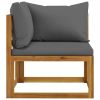 2 Piece Sofa Set with Dark Gray Cushions Solid Acacia Wood