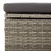 Patio Footrest with Cushion Gray 21.7"x21.7"x11.8" Poly Rattan