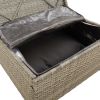 Patio Footrest with Cushion Gray 21.7"x21.7"x11.8" Poly Rattan