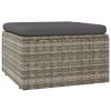 Patio Footrest with Cushion Gray 21.7"x21.7"x11.8" Poly Rattan