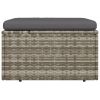 Patio Footrest with Cushion Gray 21.7"x21.7"x11.8" Poly Rattan