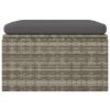 Patio Footrest with Cushion Gray 21.7"x21.7"x11.8" Poly Rattan