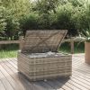 Patio Footrest with Cushion Gray 21.7"x21.7"x11.8" Poly Rattan