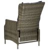 Reclining Patio Chair with Cushions Poly Rattan Brown