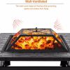 Fire Pit 32'' Wood Burning Firepit Metal Square Outdoor Fire Tables SteelFire Pit Bowl with Spark Screen Cover, Poker Log Grate for Patio Bonfire Camp