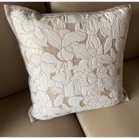 French Magnolia Sofa, Living Room Pillow Case (Option: Magnolia relief-45x45cm)