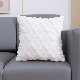 Plush Embroidered Diamond Pillow Cover (Option: 45x45cm-White)