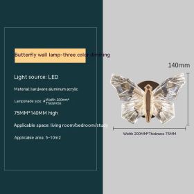 Butterfly Bedroom Decorative Lamp Wall Lamp (Option: Three Color Light)