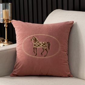 Hand-embroidered Cushion Cover Horse Pattern Pillowcase (Option: Pink-45x45cm)