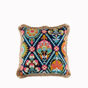 Embroidery Bohemian Style Tassel Hairball Stick Cloth Cushion Cover (Option: 45x45cm1)