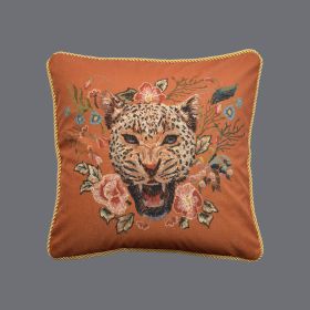 Living Room Sofa Retro Tassel Backrest Cushion Pillow Waist Pillow With Core (Option: Leopard orange-Pillow core-Heavy rope)