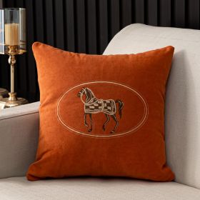 Hand-embroidered Cushion Cover Horse Pattern Pillowcase (Option: Orange red-45x45cm)