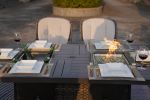 7 PCS Patio Gas Firepit and Ice Container Rectangle Dining Set with 6 Standard Height Chairs