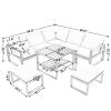 Industrial Style Outdoor Sofa Combination Set With 2 Love Sofa; 1 Single Sofa; 1 Table; 2 Bench