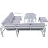 Industrial Style Outdoor Sofa Combination Set With 2 Love Sofa; 1 Single Sofa; 1 Table; 2 Bench